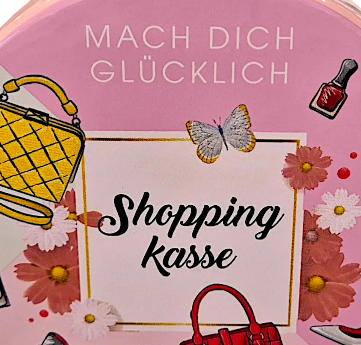 Shopping Kasse Spardose „Mach Dich glücklich“ rosa | CASA ROMANO