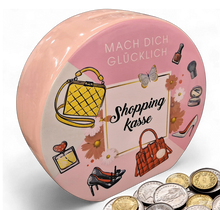 Shopping Kasse Spardose „Mach Dich glücklich“ rosa | CASA ROMANO
