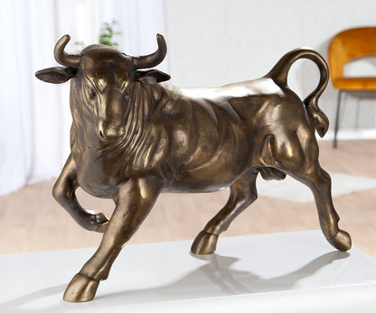 Stierfigur Bronzeoptik – Dekorative Skulptur aus Aluminium 57 cm | CASA ROMANO