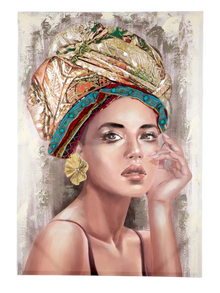 3D-Leinwandbild Frau mit Textil-Kopftuch – 100×70 cm | CASA ROMANO