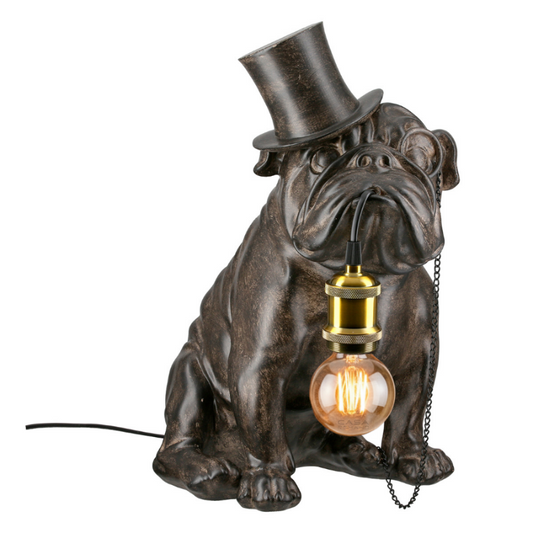 Tischleuchte Mops mit Zylinder