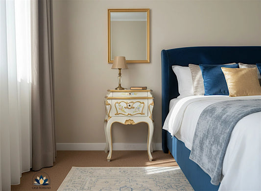 Venezianischer Nachttisch handbemalt – Rococo Stilmöbel mit Schublade | CASA ROMANO