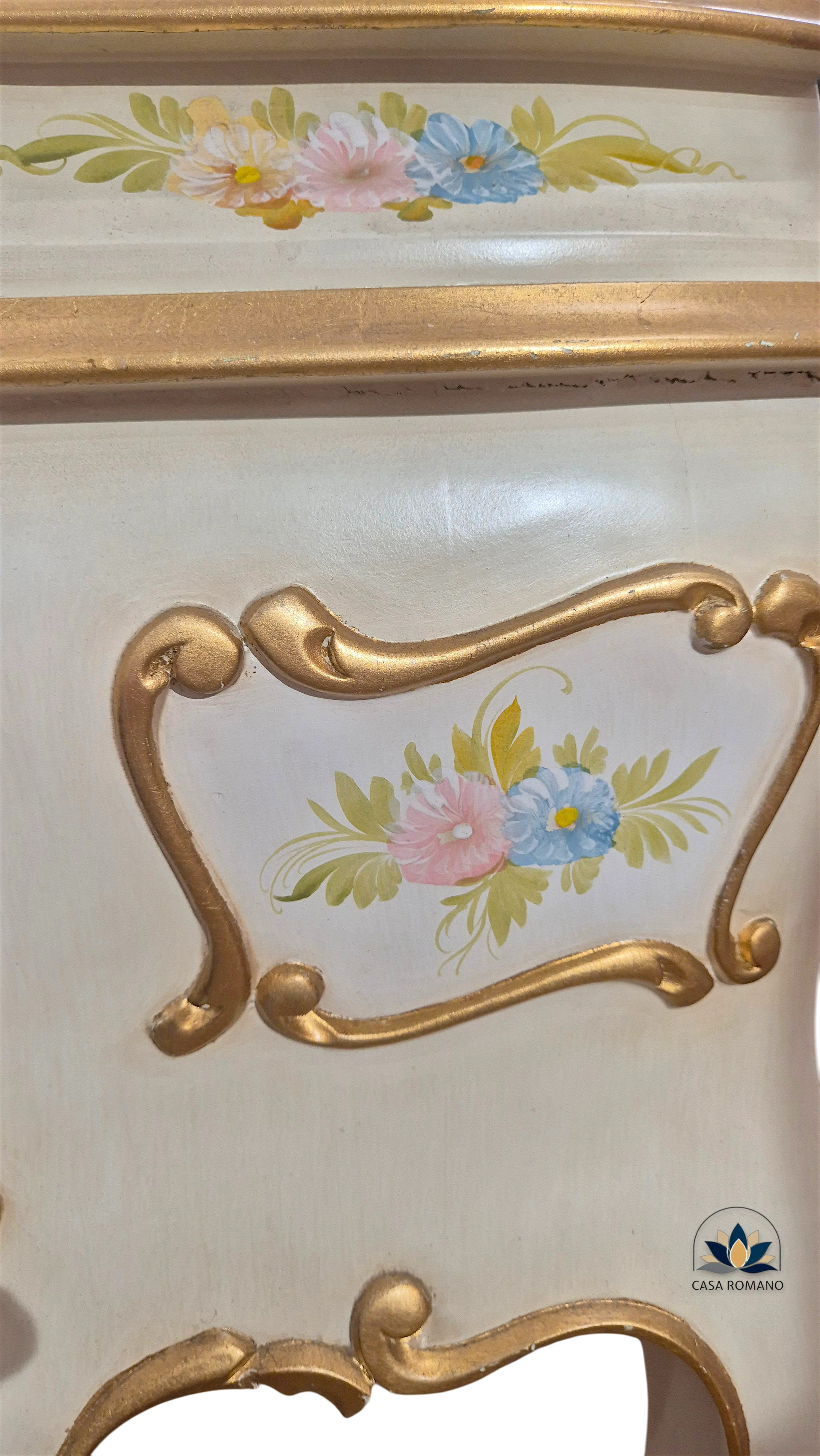 Venezianischer Nachttisch handbemalt – Rococo Stilmöbel mit Schublade | CASA ROMANO