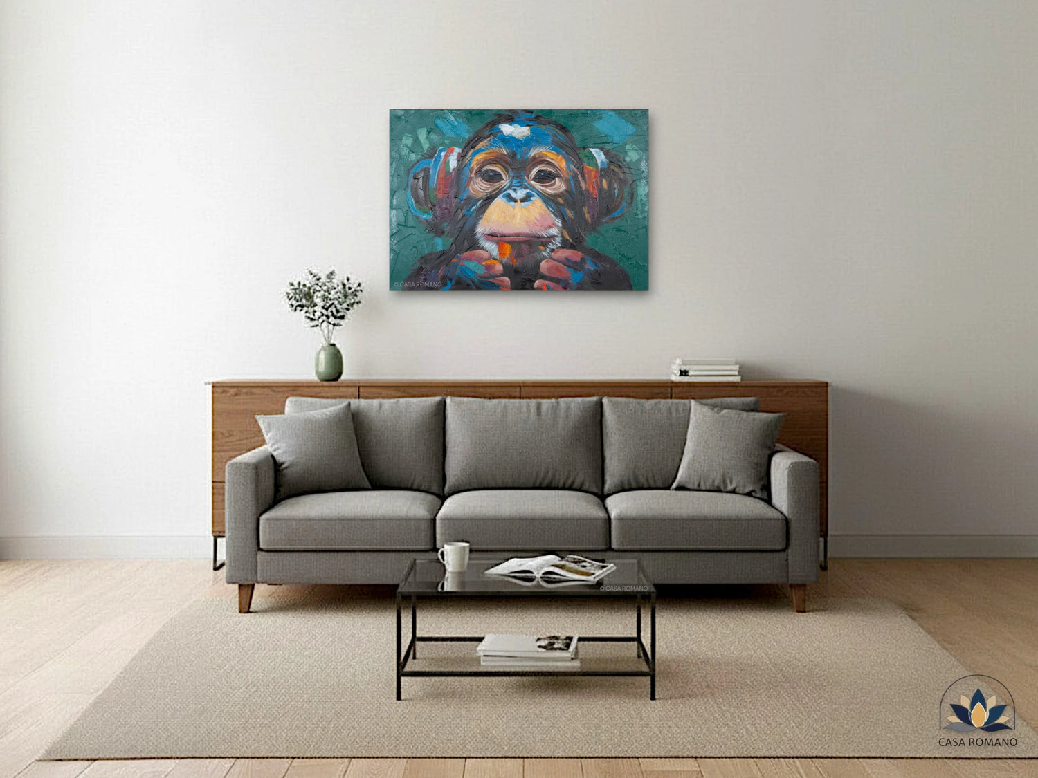 Bild „Ape“ handbemalt – modernes Affenmotiv 100×70 cm | CASA ROMANO