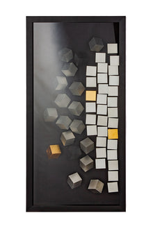 Wandbild „Cubes“ – 3D Glasbild schwarz silber 80 cm | CASA ROMANO