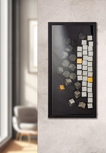 Wandbild „Cubes“ – 3D Glasbild schwarz silber 80 cm | CASA ROMANO