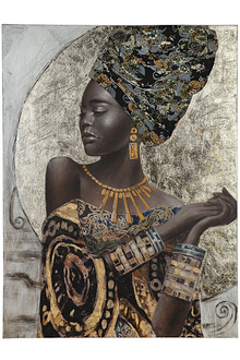 Leinwandbild „African Lady“ 120x90 cm – Handgemalt & Gold Akzente | CASA ROMANO