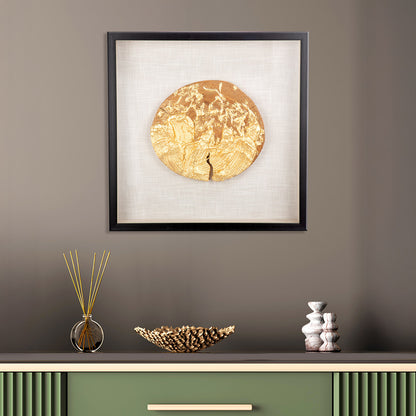 Wandbild „Holzscheibe“ – 3D Bild in Goldoptik, 60 cm | CASA ROMANO