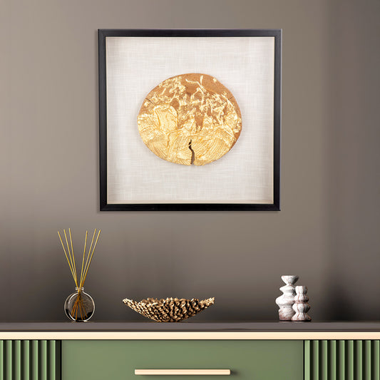 Wandbild „Holzscheibe“ – 3D Bild in Goldoptik, 60 cm | CASA ROMANO