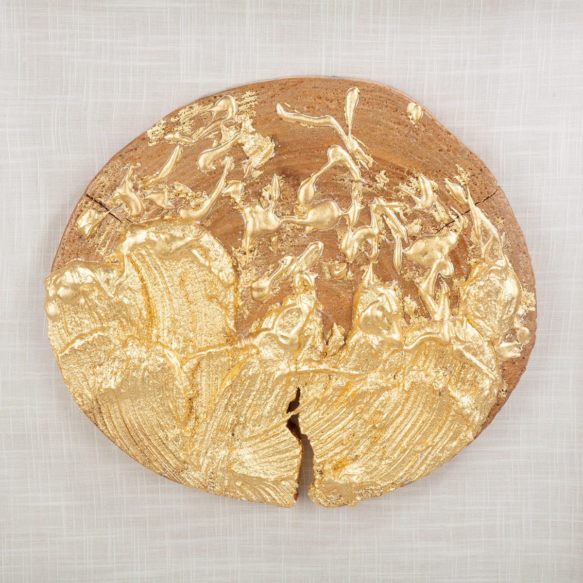 Wandbild „Holzscheibe“ – 3D Bild in Goldoptik, 60 cm | CASA ROMANO