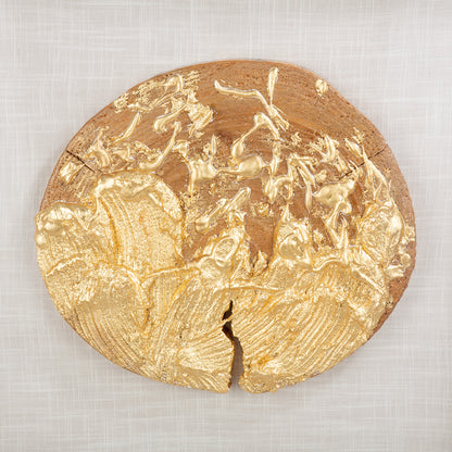 Wandbild „Holzscheibe“ – 3D Bild in Goldoptik, 60 cm | CASA ROMANO