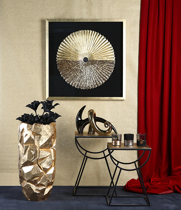 Wandbild „Plato“ – 3D Glasbild gold schwarz 80 × 80 cm | CASA ROMANO