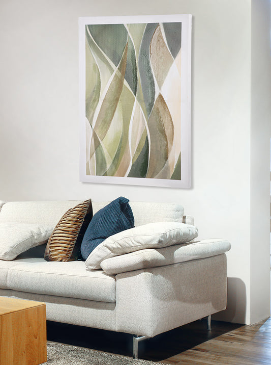 Wandbild „Verde“ – abstraktes Leinwandbild in Grün & Creme, 90 cm | CASA ROMANO