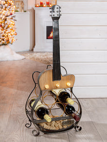 Weinregal Gitarre "Cork" – Weinflaschenhalter mit Beleuchtung | CASA ROMANO